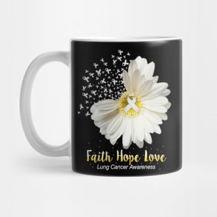 Faith Hope Love Tshirt Lung Cancer Awarenesss Mug